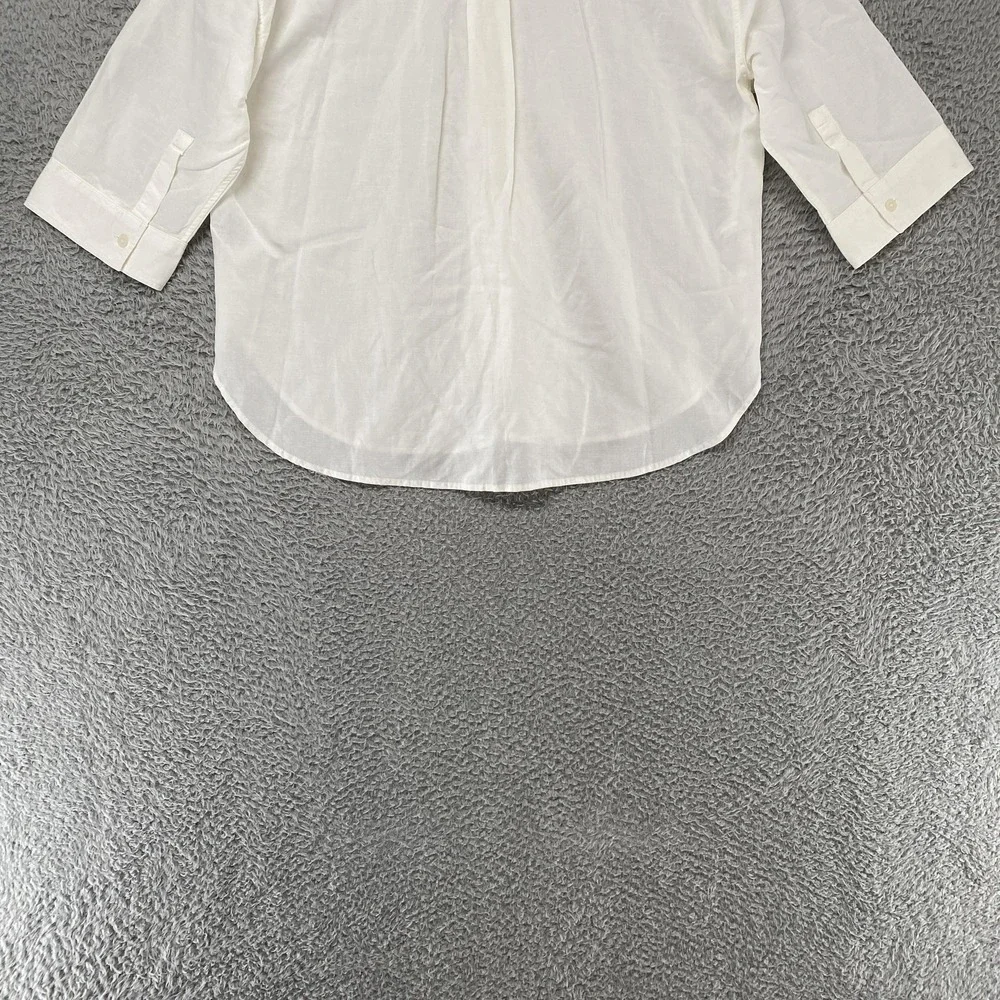 Uniqlo Linen Top Womens Medium Button Up Minimalist Capsule Collarless White - Picture 9 of 12